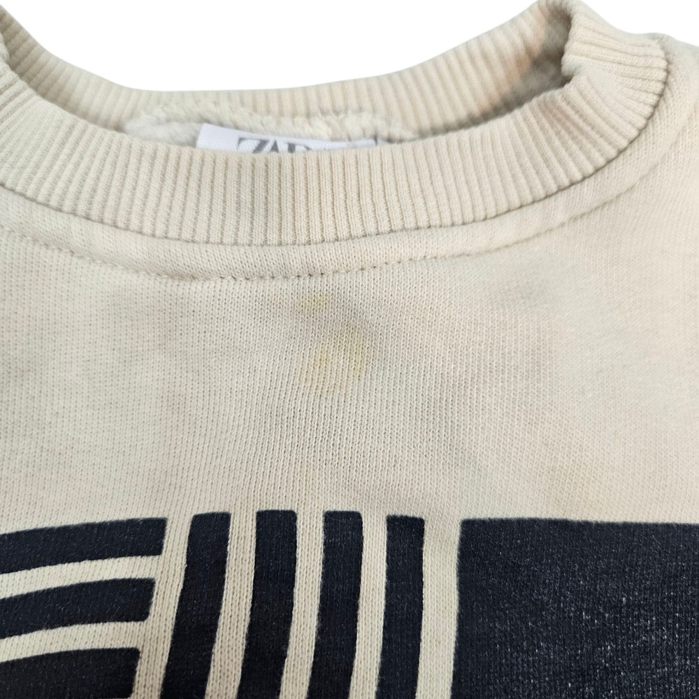 Zara Kids Beige Sweatshirt Jump Tricks Backflips Graphic Pullover 18-24 Months - Picture 4 of 9